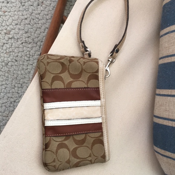 Coach Handbags - Coach corner zip wristlet, clean insides, zipper works well, fabric and leather.
